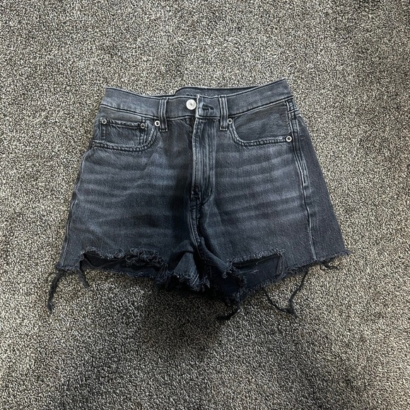 American Eagle Outfitters Pants - American Eagle Denim Shorts Womens 0 Black Excellent High Waisted Cutoff Raw Hem